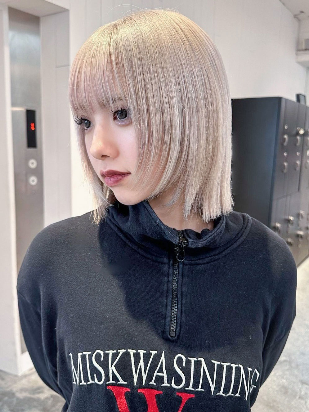 美髪おくれ毛韓国前髪カットヘアロング_ba549991