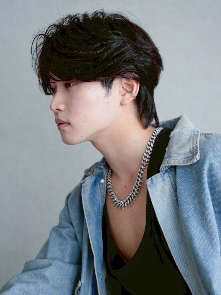 韓国マッシュブルーブラックフェザーパーマ_ba550651