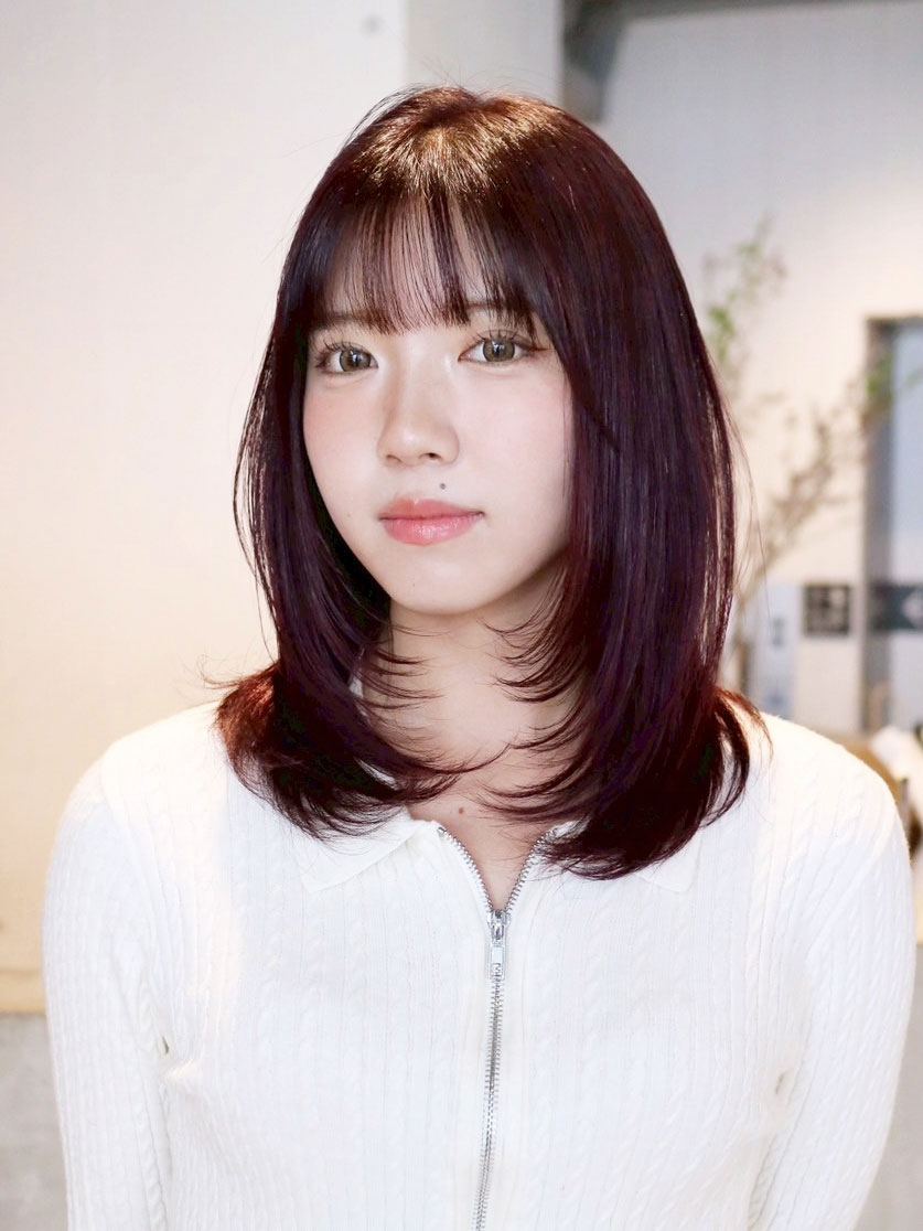 ロング顔周りレイヤー前髪カット韓国ヘア美髪_ba553611