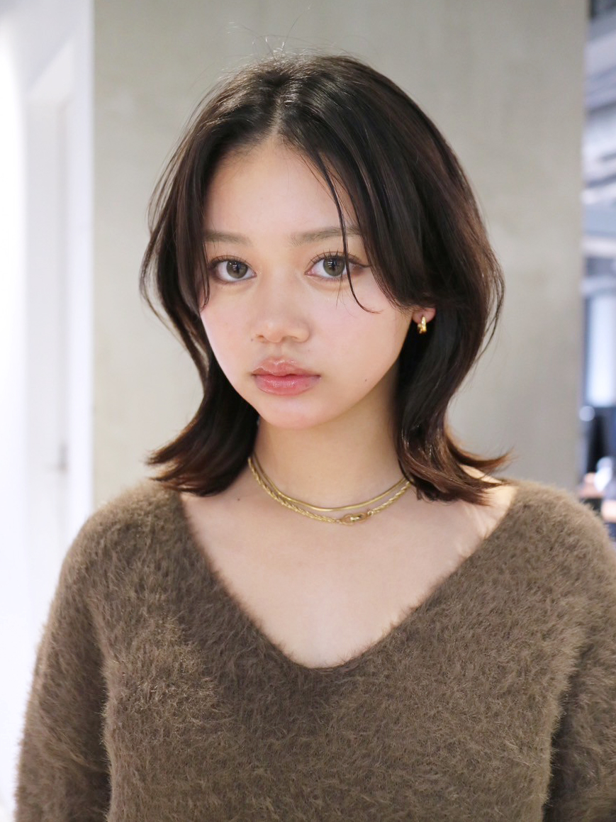ロング顔周りレイヤー前髪カット韓国ヘア美髪_ba553631