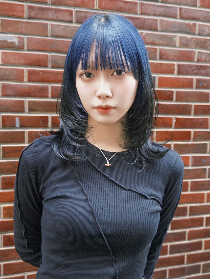 ロング顔周りレイヤー韓国ヘアウルフレイヤー美髪_ba552421