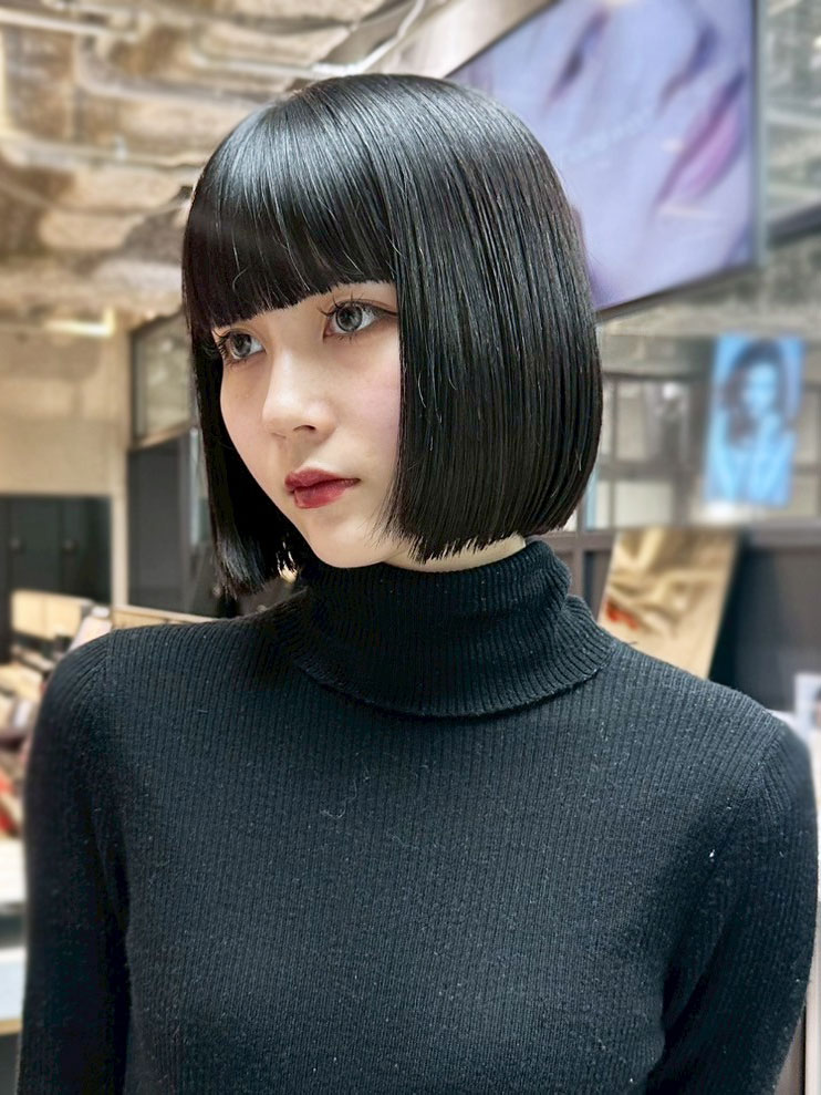 ボブショートミディアムおくれ毛韓国ヘア美髪_ba553241