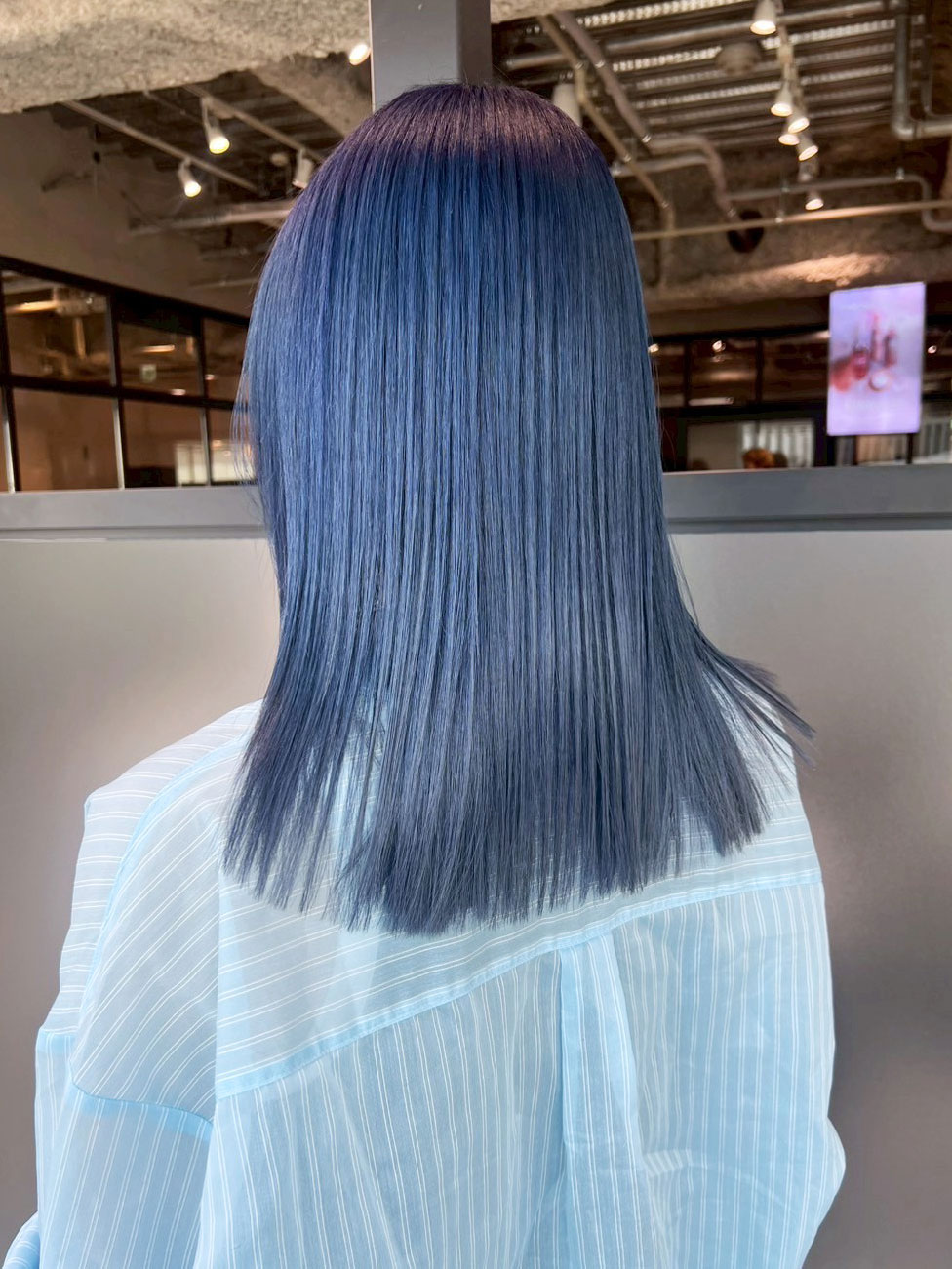 おくれ毛ブリーチデザインカラー韓国ヘアミディアム_ba559271