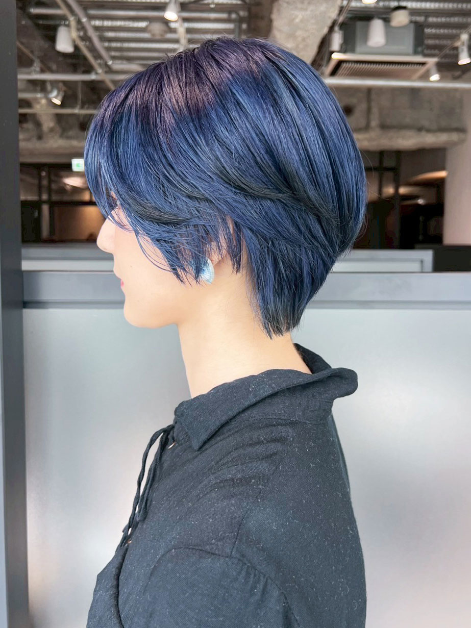 おくれ毛ブリーチデザインカラー韓国ヘアミディアム_ba559271