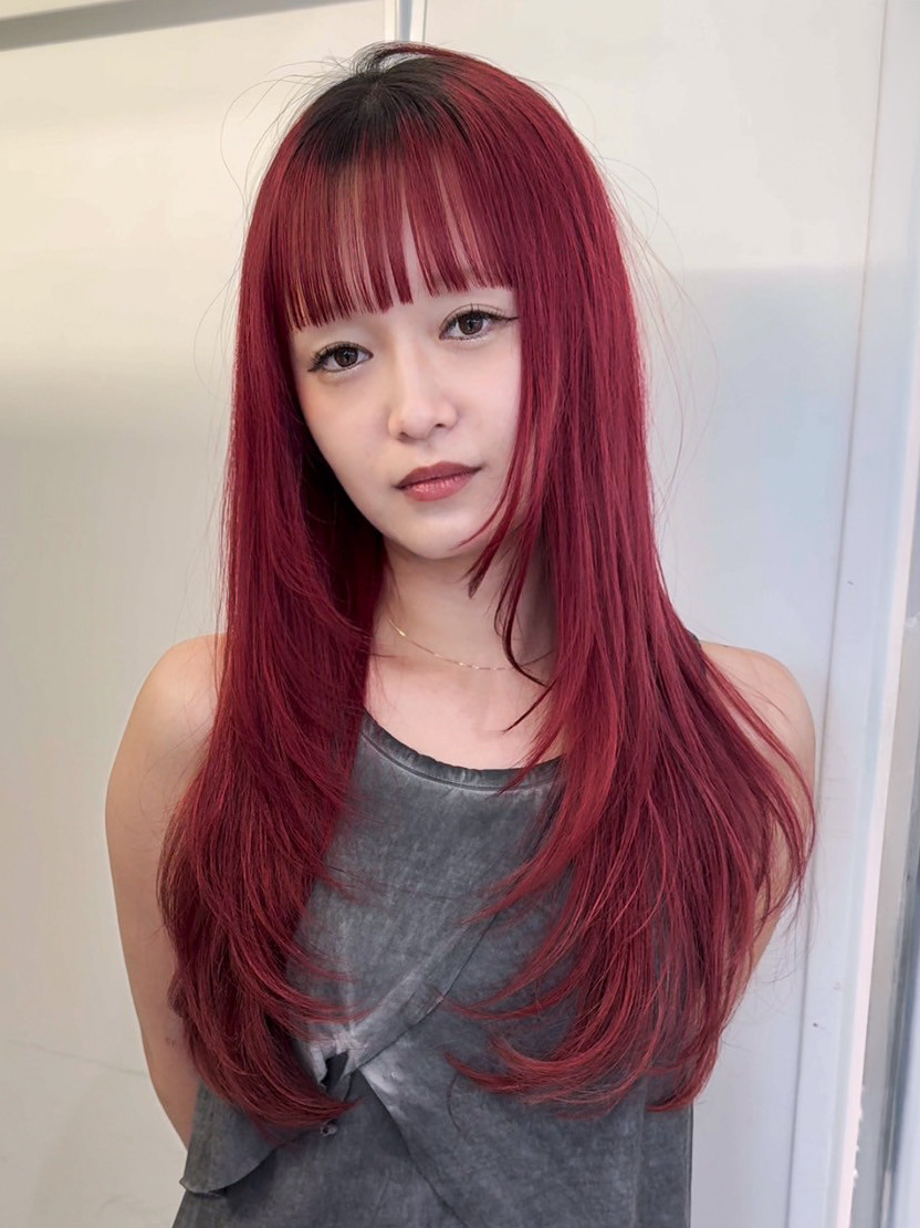 韓国ヘアロングおくれ毛顔周りレイヤー_ba561731
