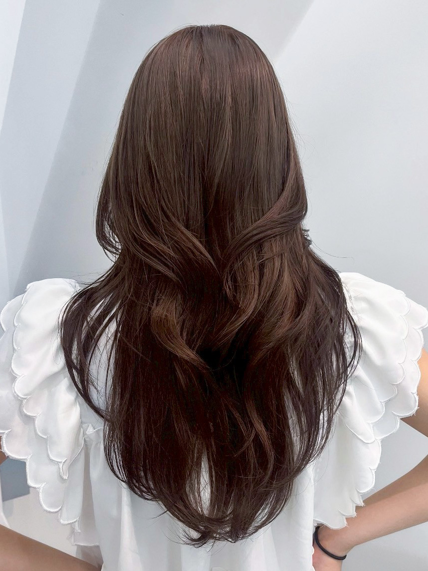 おくれ毛暗めカラーフェイスフレーミング韓国ヘア_ba561381