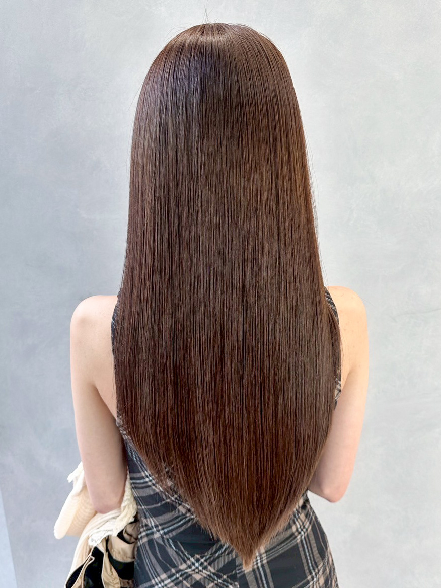 ロング暗めカラー韓国ヘア顔周りレイヤー_ba563981