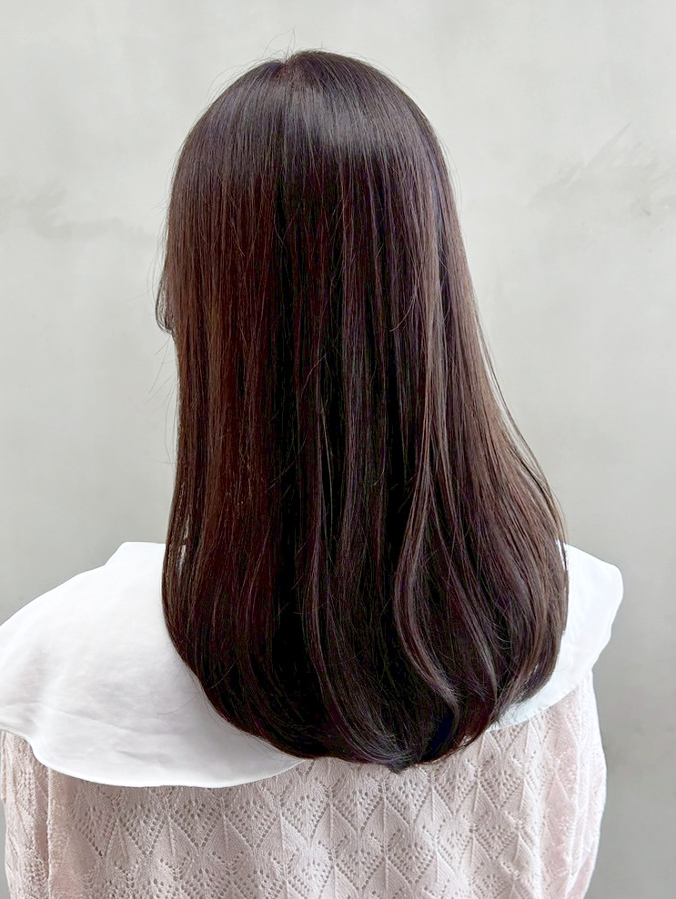 ロング暗めカラー韓国ヘア顔周りレイヤー_ba563561