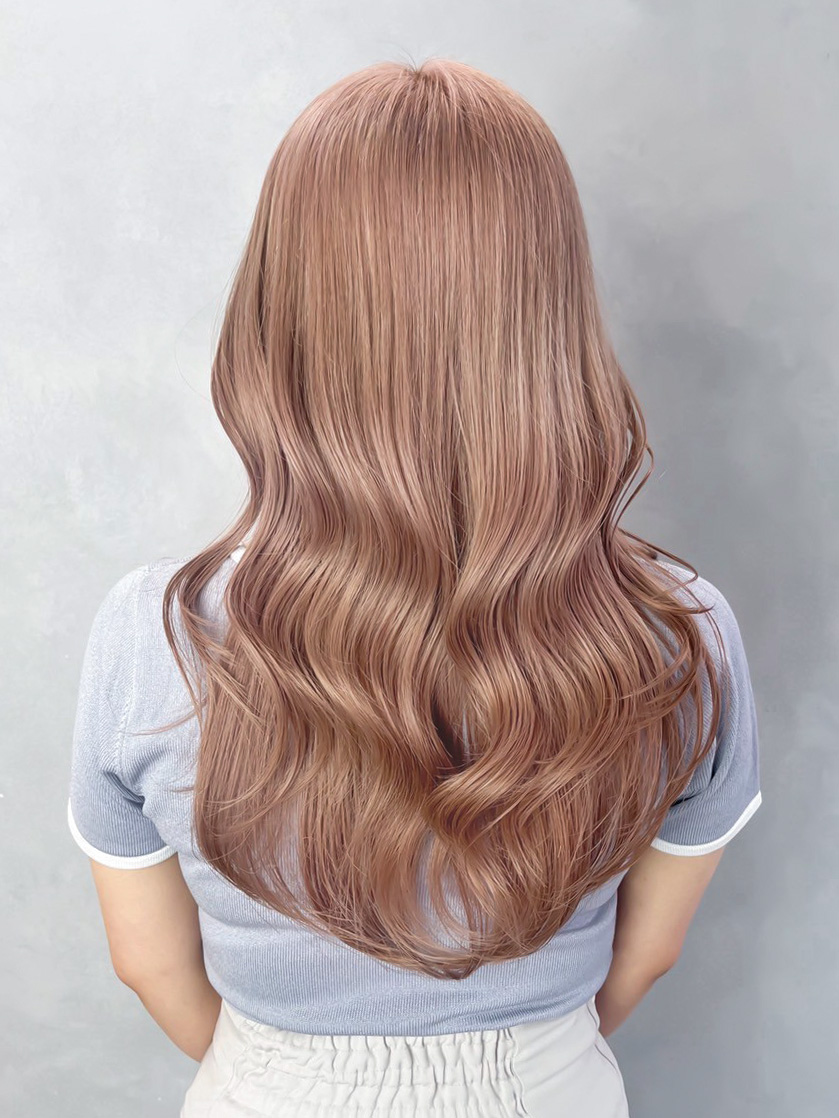 ロングミルクティーブリーチ韓国ヘア顔周りレイヤー_ba564161